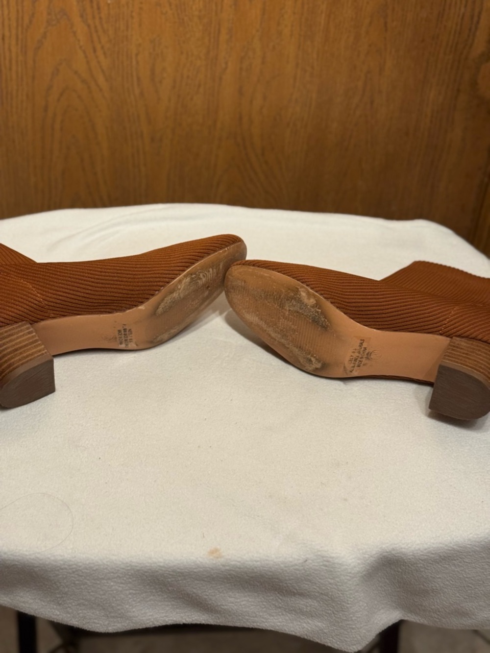 Joie Neely Knit Ankle Boots Rust Ribbed Sock Women Booties Chunky Heel 8.5 - Picture 13 of 15